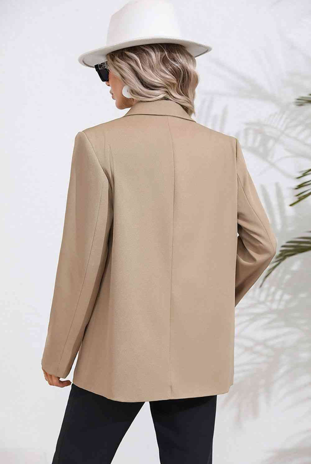 Lapel Collar Long Sleeve Blazer - GemThreads Boutique