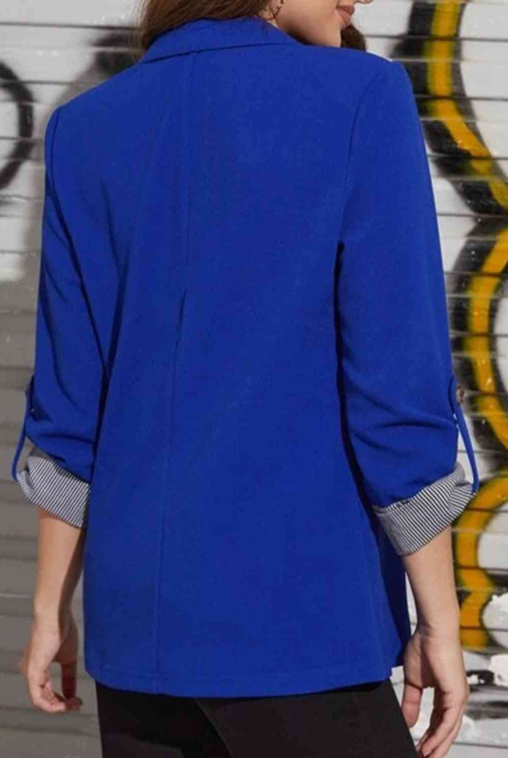 Lapel Collar Roll-Tab Sleeve Blazer - GemThreads Boutique