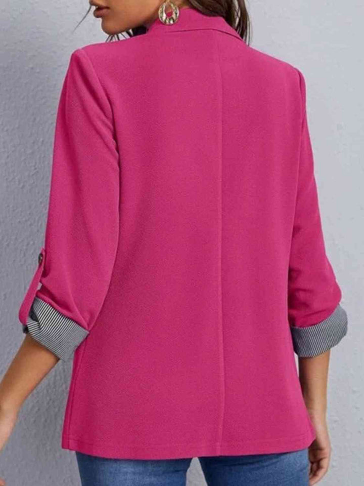 Lapel Collar Roll-Tab Sleeve Blazer - GemThreads Boutique