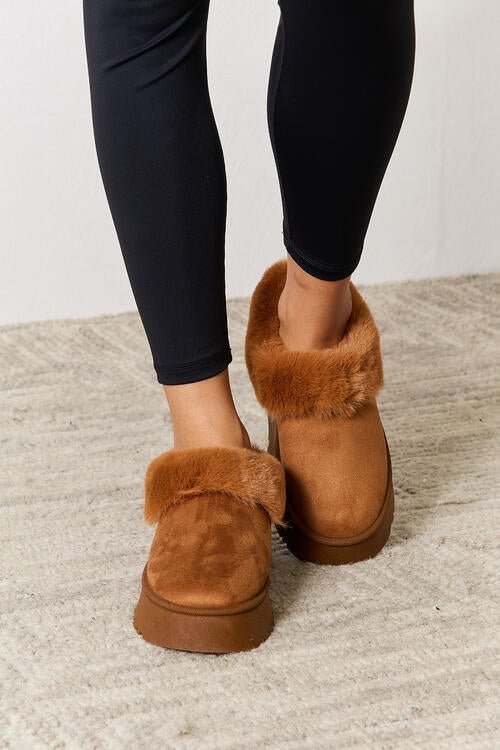 Legend Footwear Furry Chunky Platform Ankle Boots - GemThreads Boutique