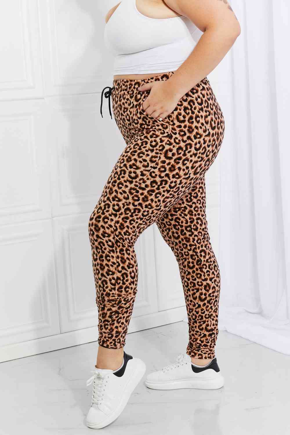 Leggings Depot Full Size Spotted Downtown Leopard Print Joggers - GemThreads Boutique