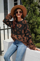 Leopard Drop Shoulder Sweater - GemThreads Boutique