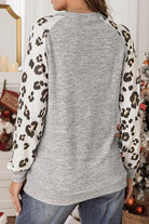 Leopard Graphic Round Neck Long Sleeve T-Shirt - GemThreads Boutique