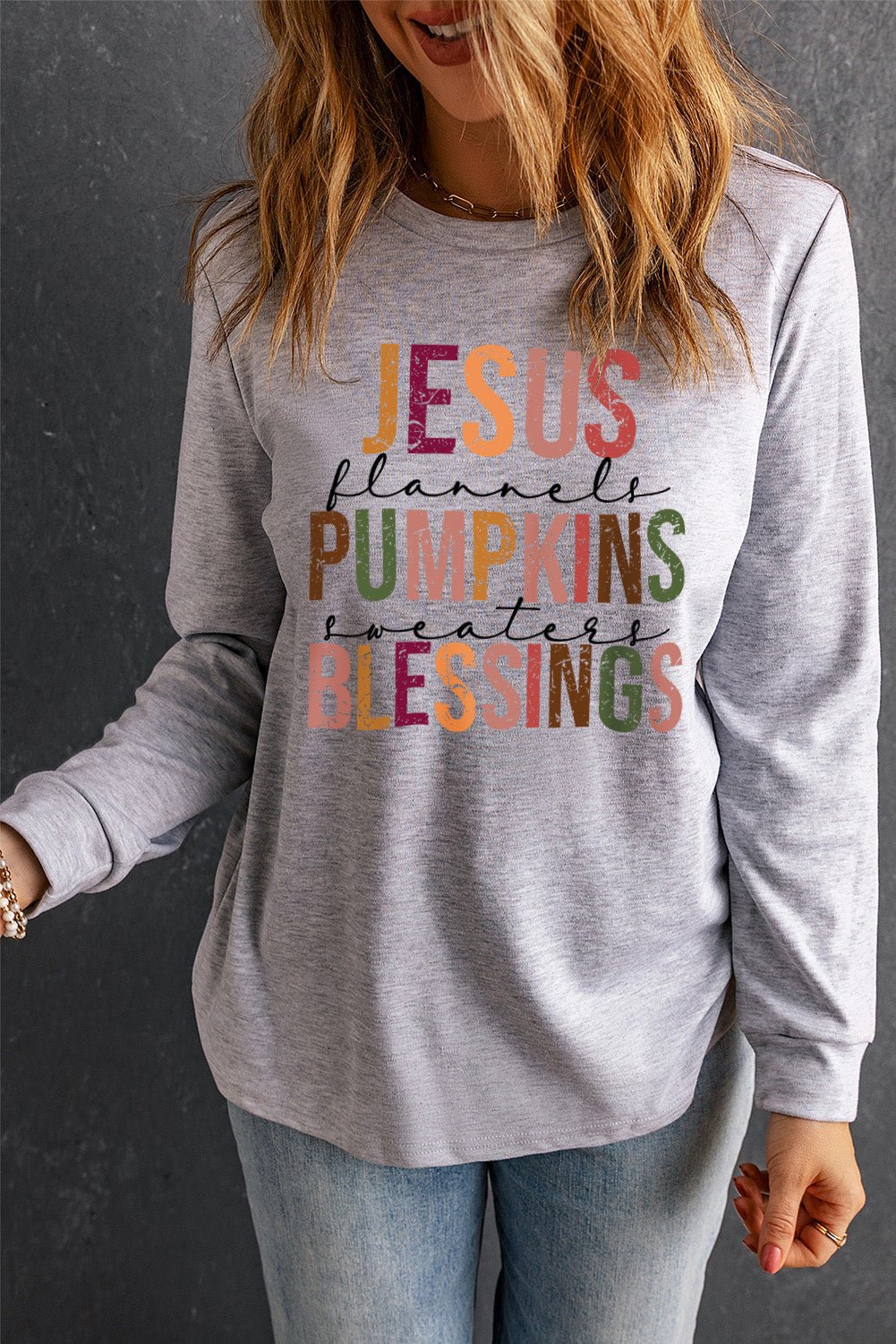 Letter Graphic Long Sleeve Tee - GemThreads Boutique