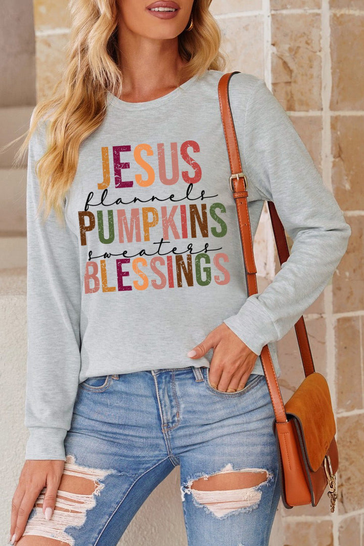 Letter Graphic Long Sleeve Tee - GemThreads Boutique