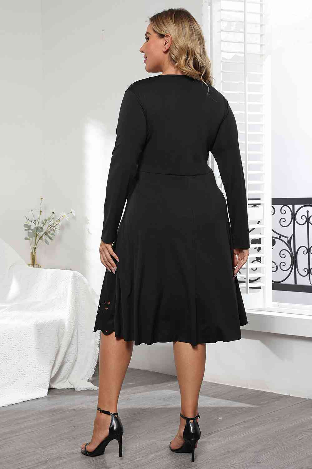 Long Sleeve Cutout Detail Dress - GemThreads Boutique