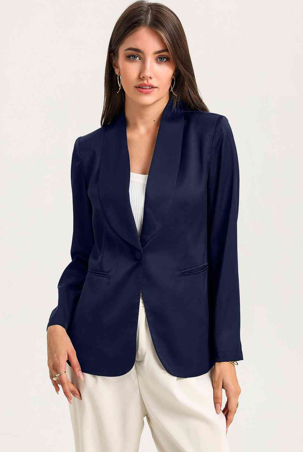 Long Sleeve Shawl Collar Blazer - GemThreads Boutique