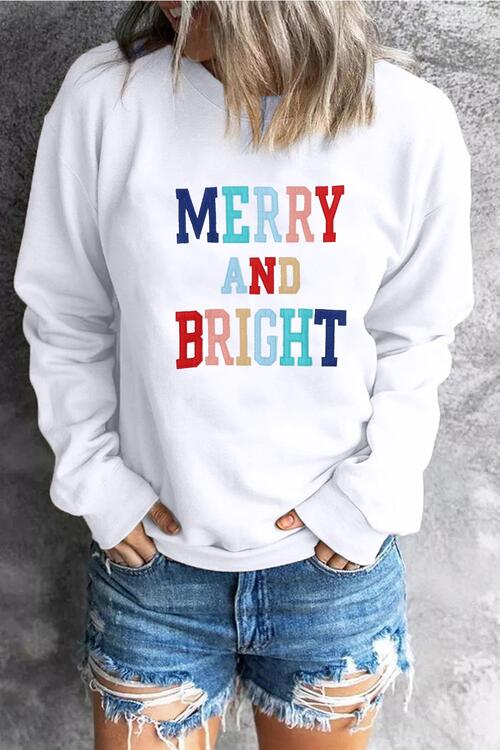 MERRY AND BRIGHT Graphic Sweatshirt - GemThreads Boutique