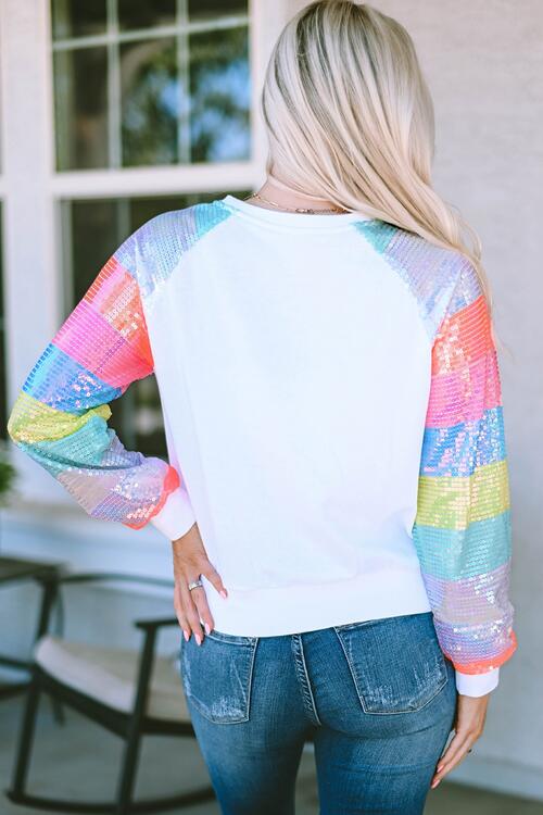 MERRY AND BRIGHT Sequin Long Sleeve Sweatshirt - GemThreads Boutique