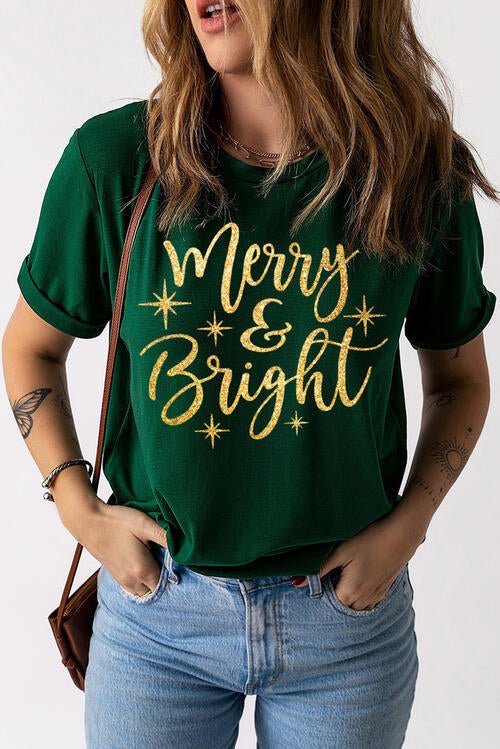 MERRY AND BRIGHT Short Sleeve T-Shirt - GemThreads Boutique