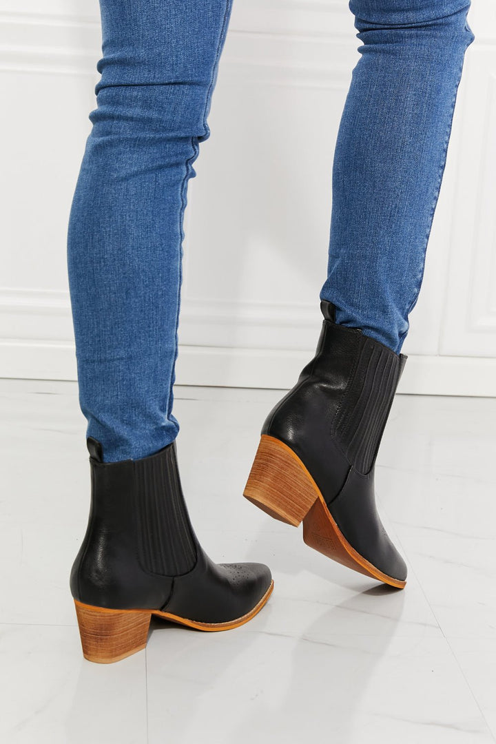 MMShoes Love the Journey Stacked Heel Chelsea Boot in Black - GemThreads Boutique