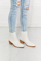 MMShoes Love the Journey Stacked Heel Chelsea Boot in White - GemThreads Boutique