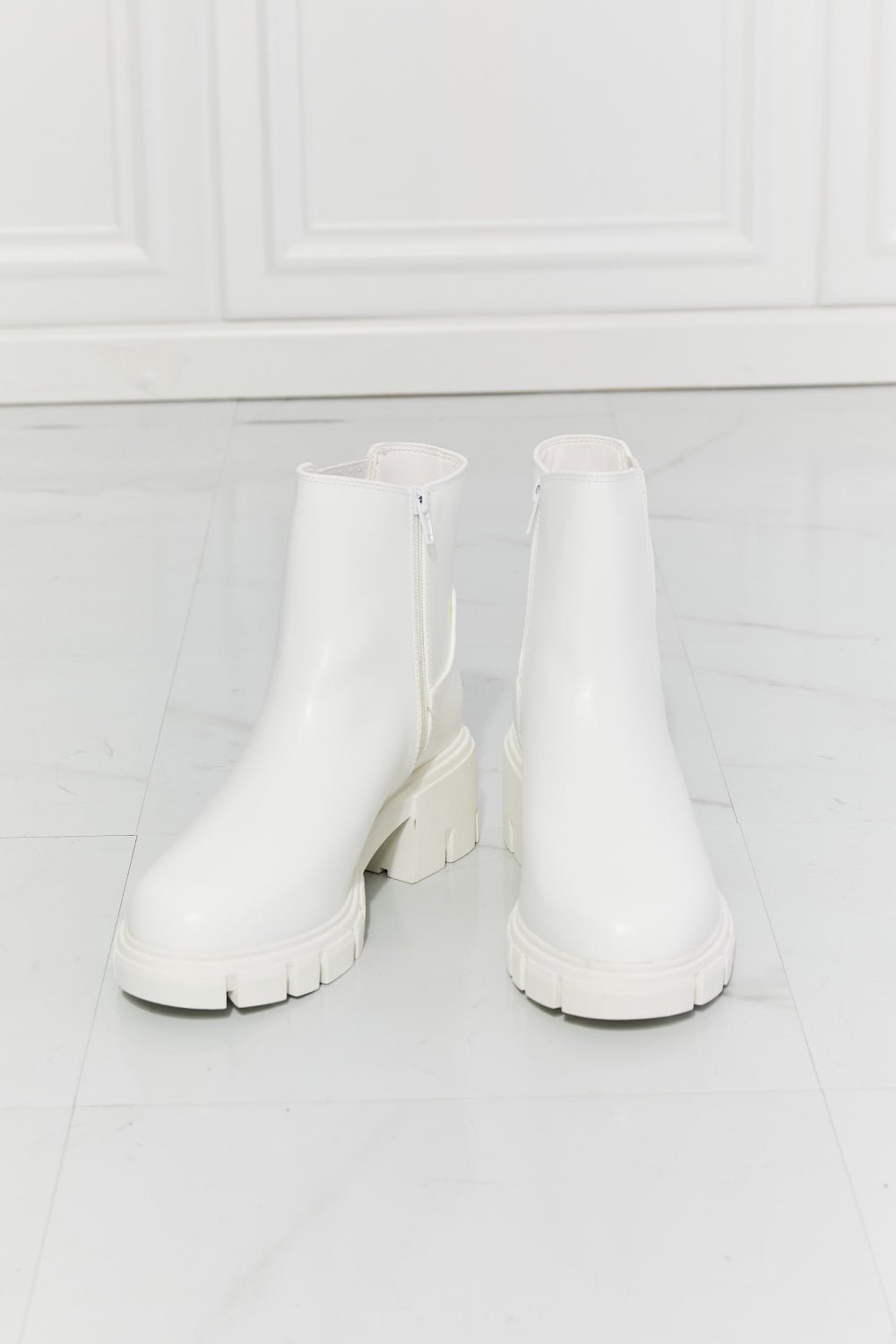 MMShoes What It Takes Lug Sole Chelsea Boots in White - GemThreads Boutique
