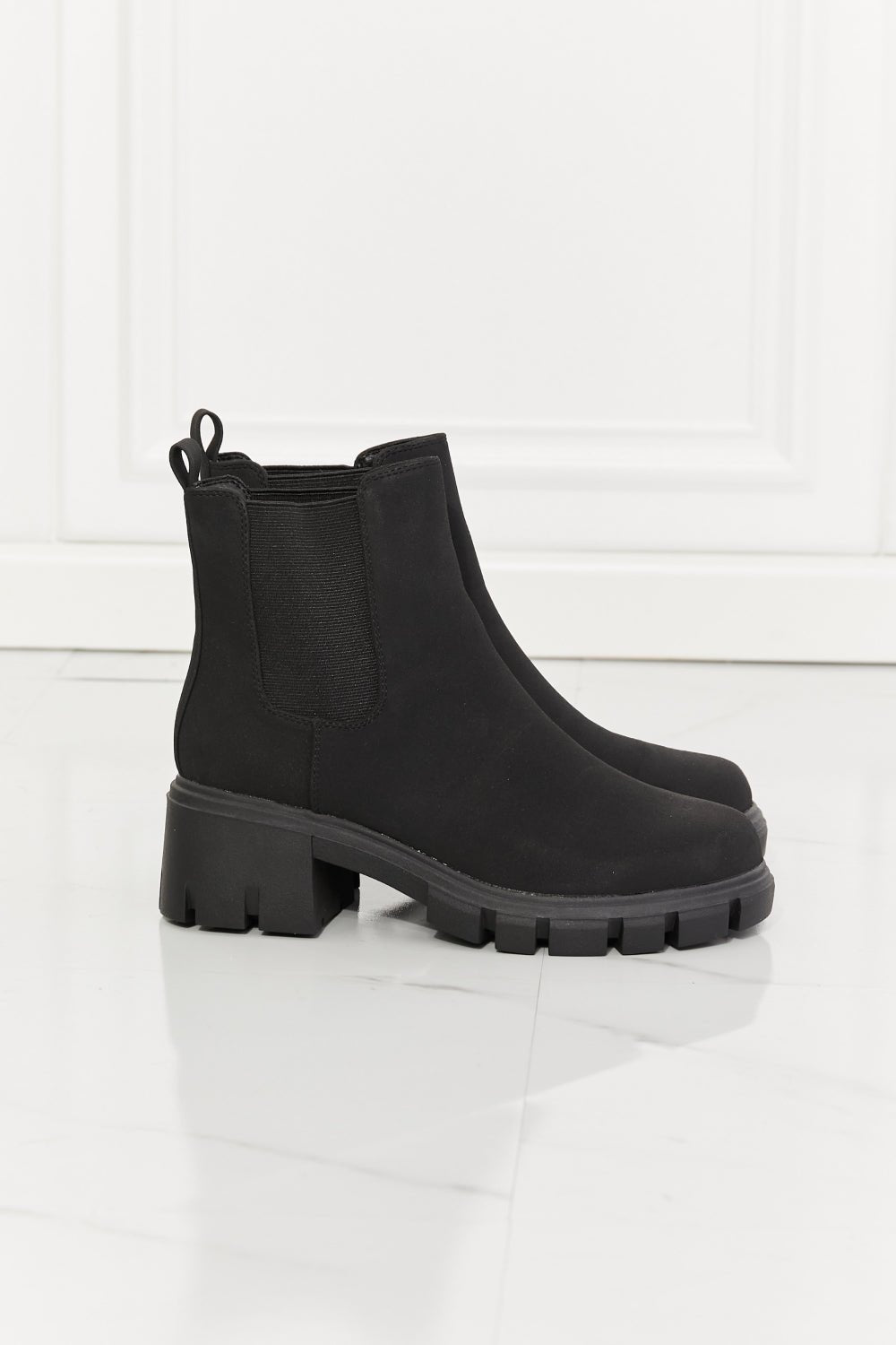 MMShoes Work For It Matte Lug Sole Chelsea Boots in Black - GemThreads Boutique