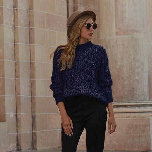 Mock Neck Long Sleeve Sweater - GemThreads Boutique