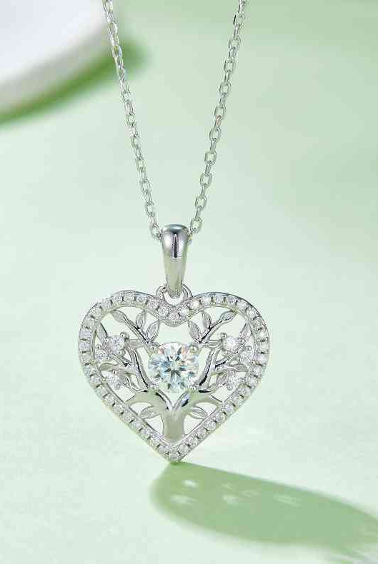 Moissanite 925 Sterling Silver Heart Shape Necklace - GemThreads Boutique