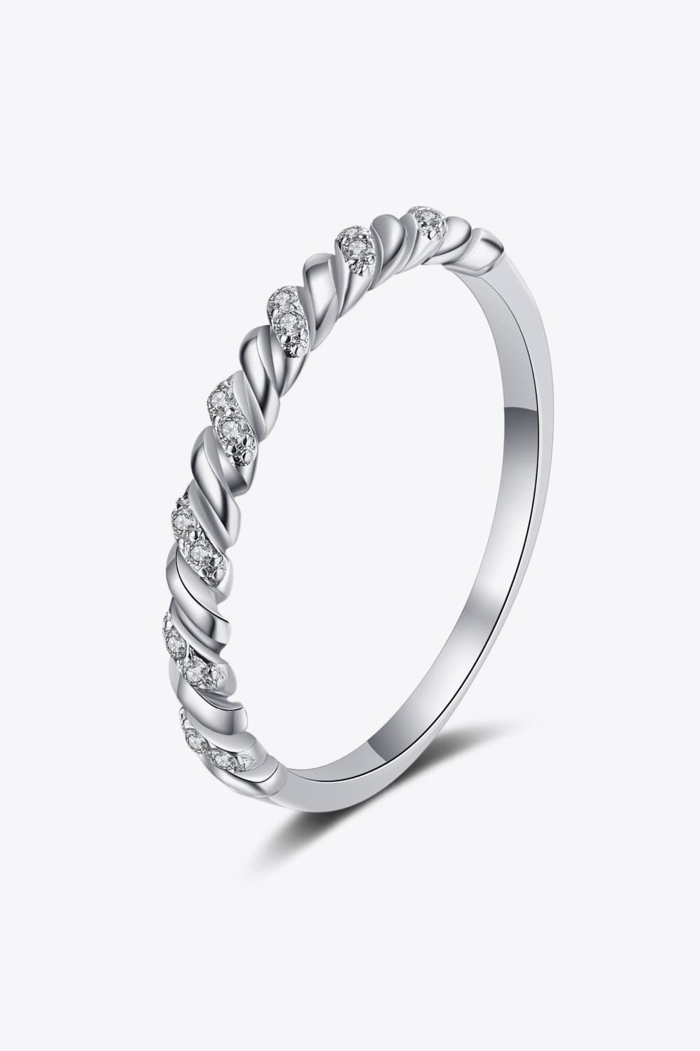 Moissanite Rhodium-Plated Half-Eternity Ring - GemThreads Boutique