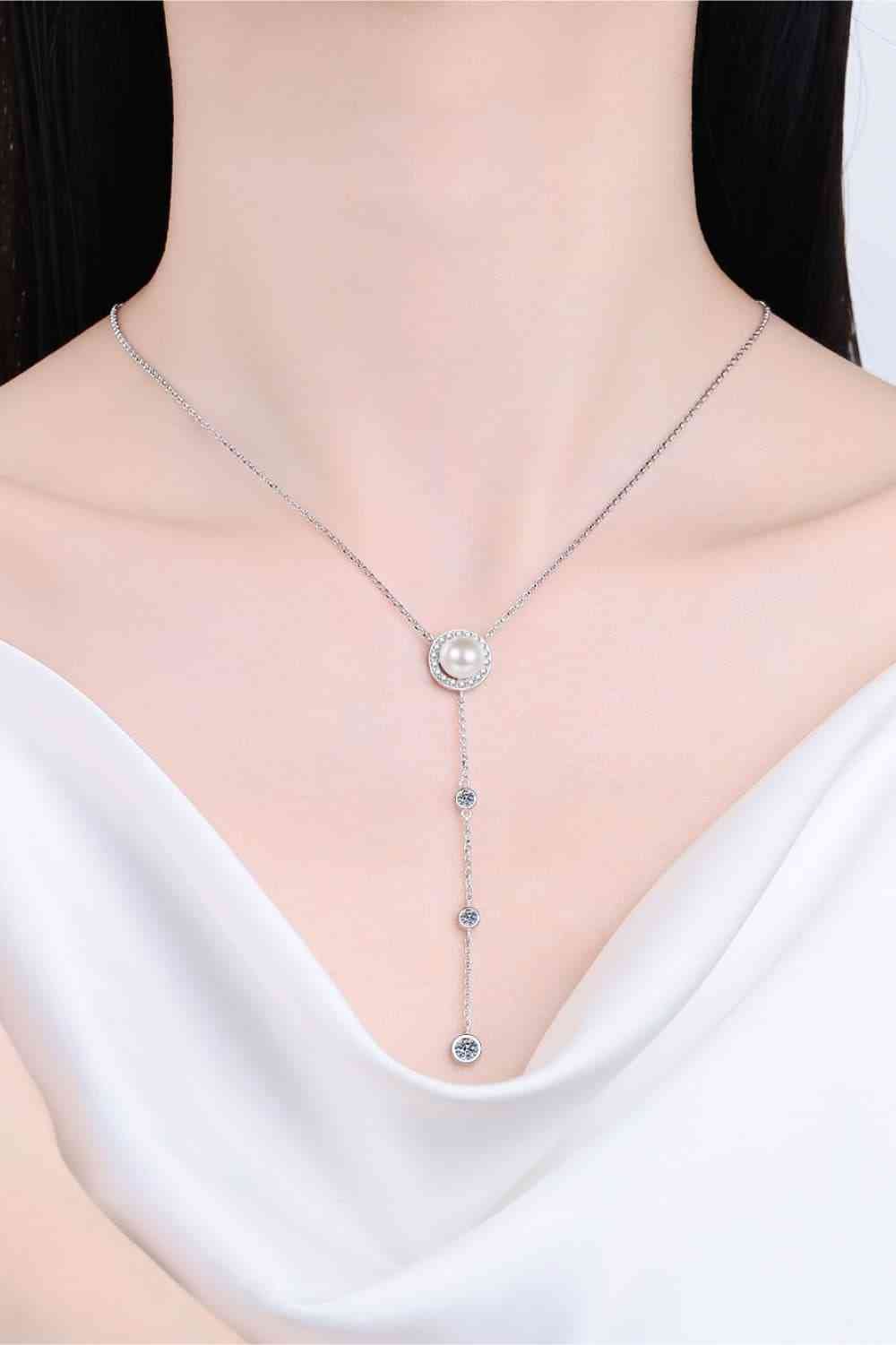 Moissanite Rhodium-Plated Necklace - GemThreads Boutique