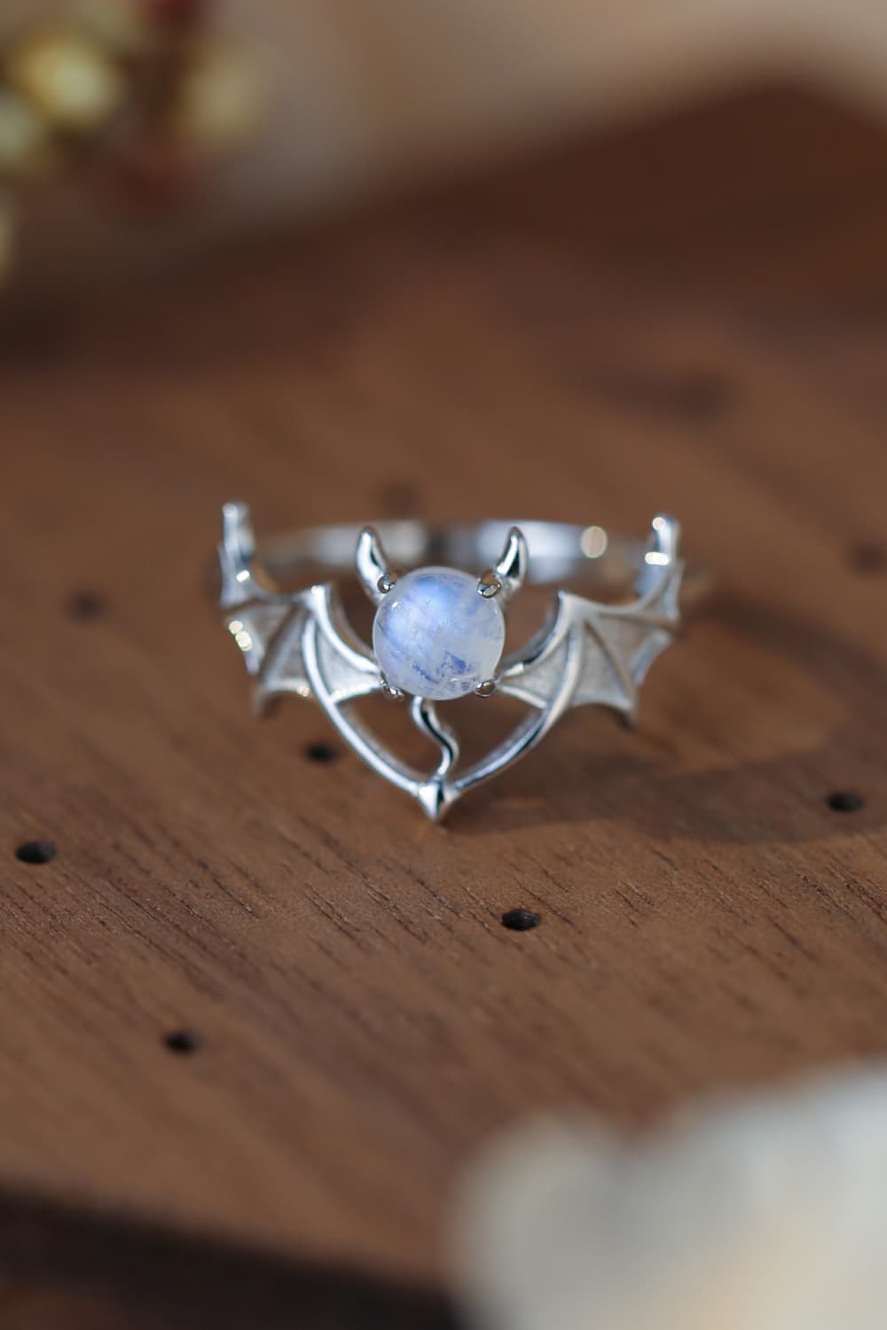 Moonstone Bat 925 Sterling Silver Ring - GemThreads Boutique