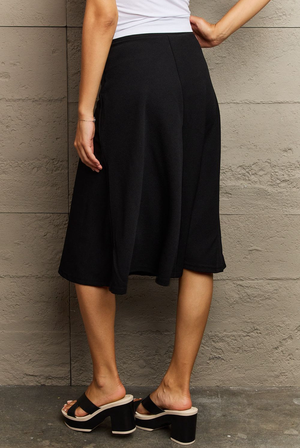 Ninexis Wide Waistband Knee Length Skirt - GemThreads Boutique