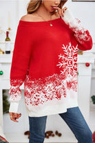 Off-Shoulder Long Sleeve Sweater - GemThreads Boutique