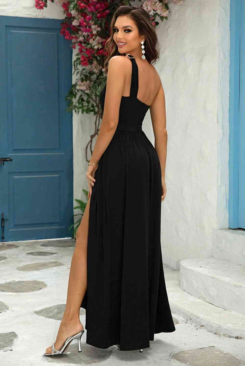 One-Shoulder Split Maxi Dress - GemThreads Boutique