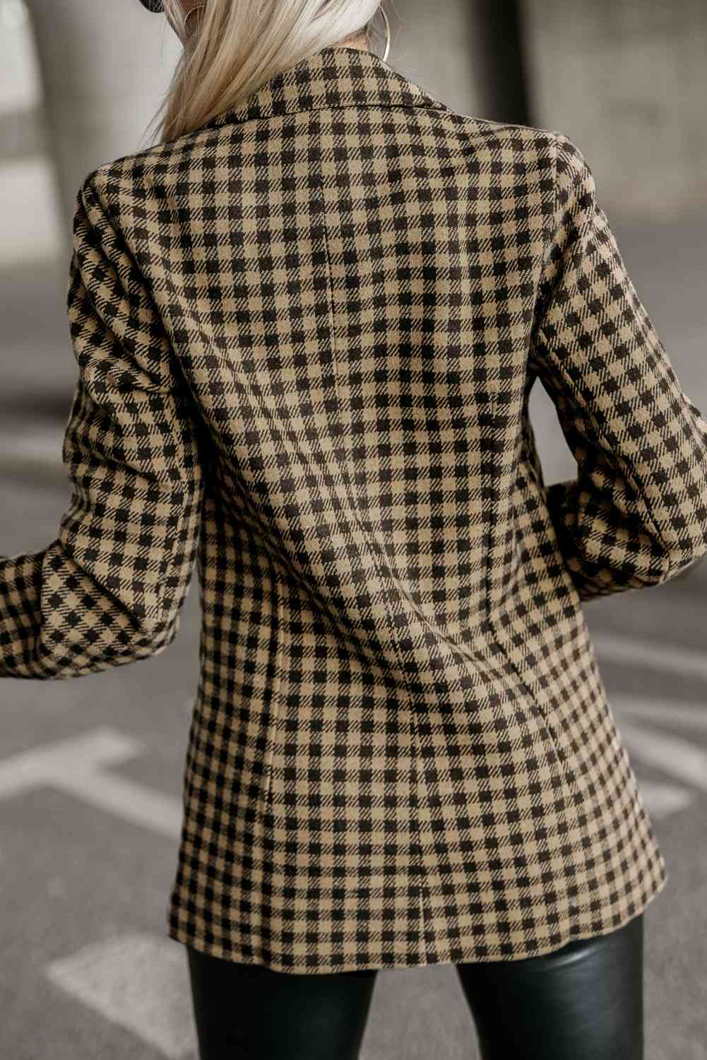 Plaid Long Sleeve Blazer - GemThreads Boutique