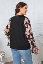Plus Size Floral Flounce Sleeve Blouse - GemThreads Boutique