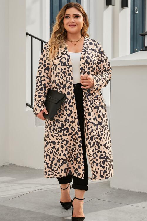 Plus Size Leopard Button Up Long Sleeve Cardigan - GemThreads Boutique