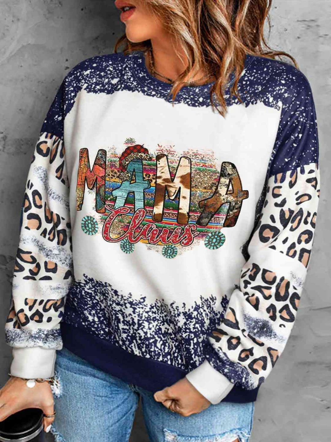 Plus Size MAMA CLAUS Graphic Long Sleeve Sweatshirt - GemThreads Boutique
