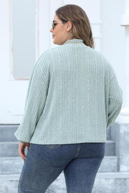 Plus Size Mock Neck Long Sleeve Knit Top - GemThreads Boutique