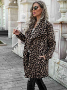 Printed Collared Longline Coat with Pockets - GemThreads Boutique