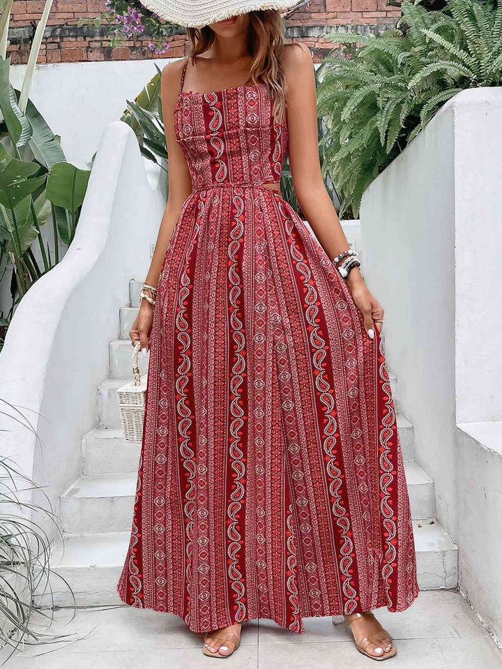 Printed Sweetheart Neck Split Maxi Dress - GemThreads Boutique