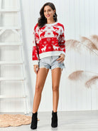 Reindeer Round Neck Sweater - GemThreads Boutique