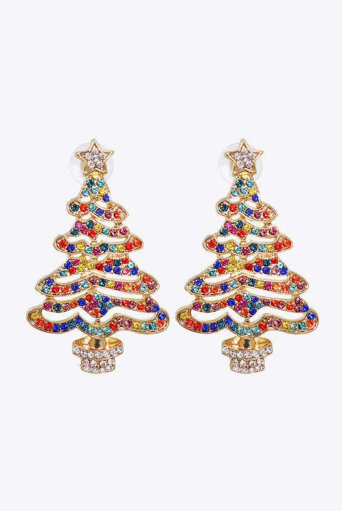 Rhinestone Alloy Christmas Tree Earrings - GemThreads Boutique