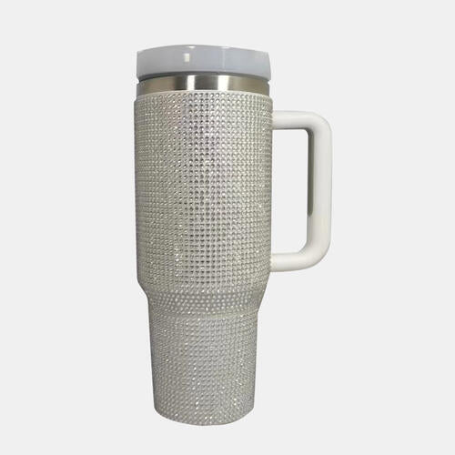Rhinestone Stainless Steel Tumbler with Straw - GemThreads Boutique