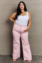 RISEN Raelene Full Size High Waist Wide Leg Jeans in Light Pink - GemThreads Boutique