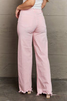 RISEN Raelene Full Size High Waist Wide Leg Jeans in Light Pink - GemThreads Boutique