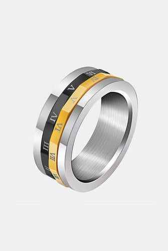Roman Numeral Titanium Steel Spinner Ring - GemThreads Boutique