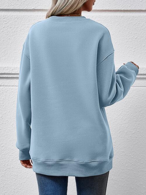 Round Neck Graphic Long Sleeve Sweatshirt - GemThreads Boutique