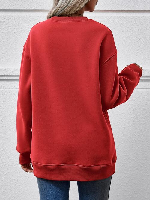 Round Neck Graphic Long Sleeve Sweatshirt - GemThreads Boutique