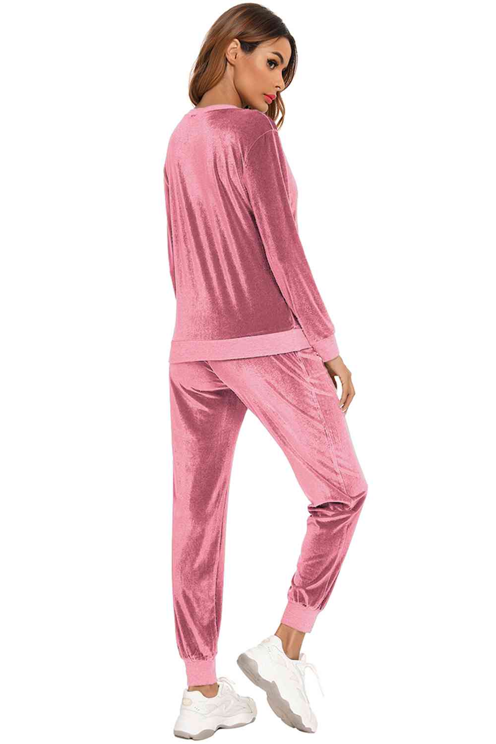 Round Neck Long Sleeve Loungewear Set with Pockets - GemThreads Boutique