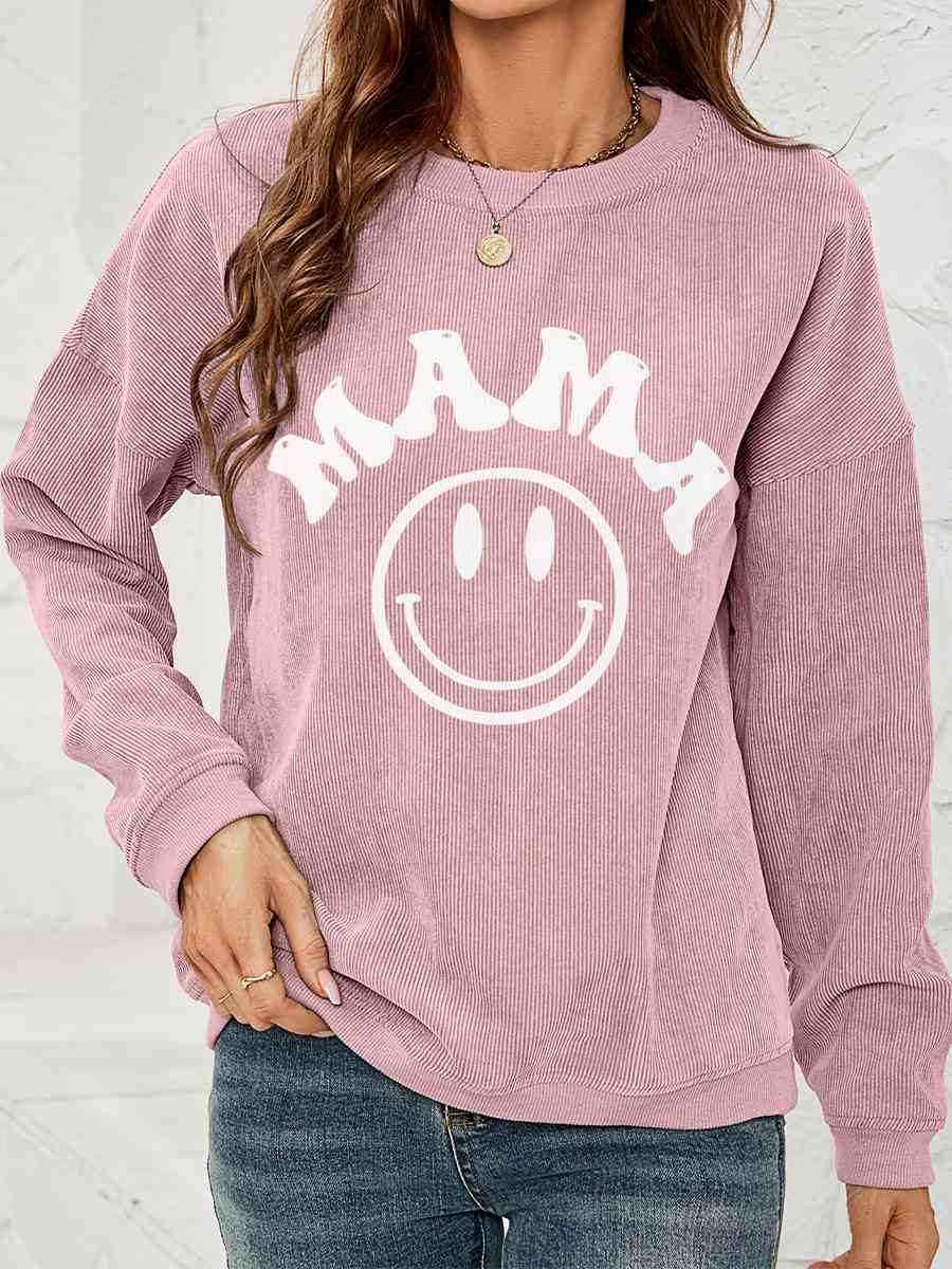 Round Neck Long Sleeve MAMA Graphic Sweatshirt - GemThreads Boutique