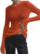 Round Neck Ribbed Knit Top - GemThreads Boutique