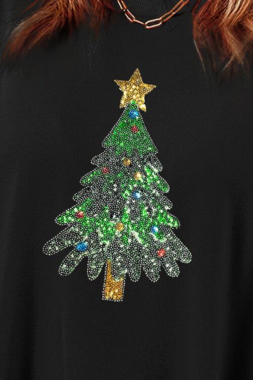 Sequin Christmas Tree Long Sleeve Sweatshirt - GemThreads Boutique
