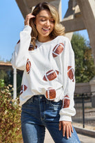 Sequin Graphic Round Neck Sweatshirt - GemThreads Boutique