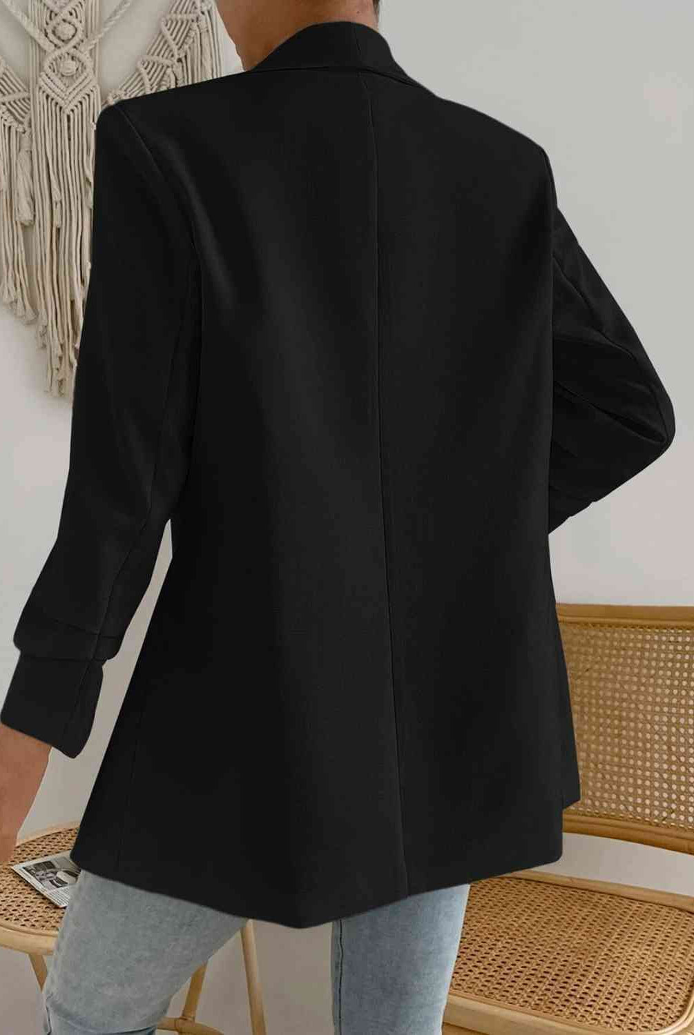 Shawl Collar Long Sleeve Blazer - GemThreads Boutique