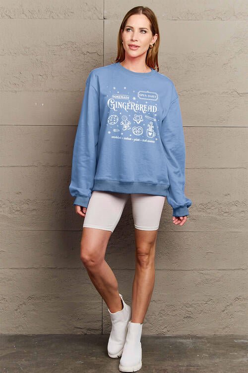 Simply Love Full Size GINGERBREAD Long Sleeve Sweatshirt - GemThreads Boutique