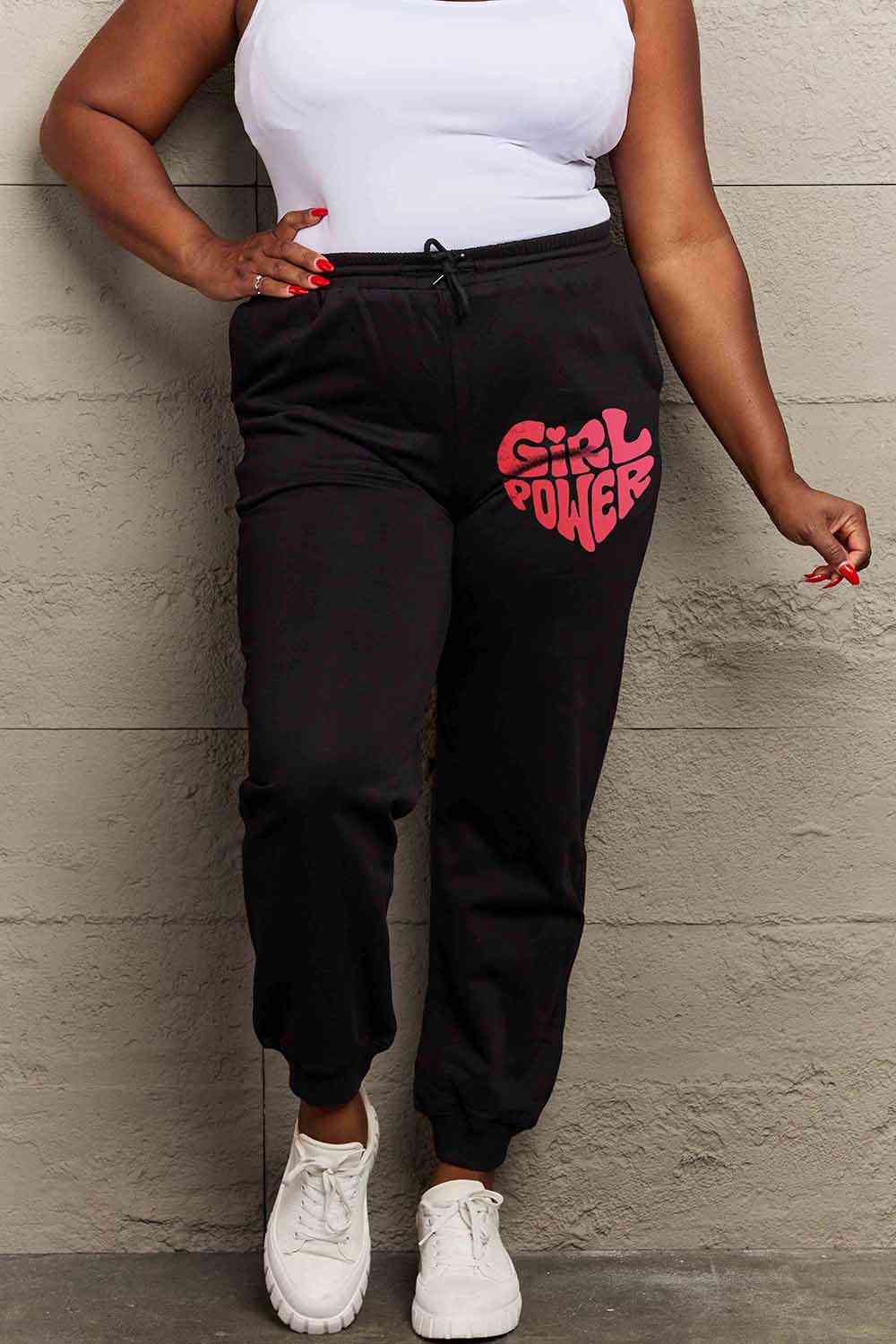 Simply Love Full Size GIRL POWER Graphic Sweatpants - GemThreads Boutique