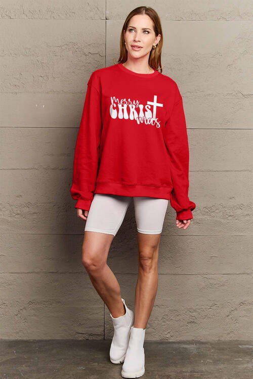 Simply Love Full Size MERRY CHRISTMAS Long Sleeve Sweatshirt - GemThreads Boutique